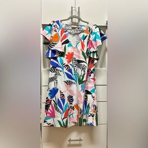 Adorable mini dress with flutter sleeves by Oliphant, size XL.